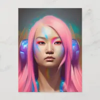 Woman With Pink Hair Postcard