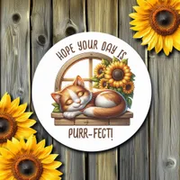 Hope Your Day is Purr-fect | Cute Cat Pun Classic Round Sticker