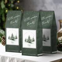 Rustic Winter Wedding Initials Forest Green ID1049 Roasted Coffee