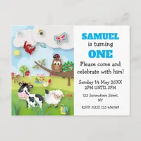 Farm Animals Birthday Invitation Postcard