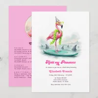 Funny Prosecco Flamingo Beach Bachelorette Weekend Invitation
