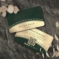 Elegant Vintage Arch Glitter Gold Emerald Green Business Card