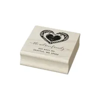 Cute Scandinavian Heart Nordic Return Address Rubber Stamp