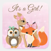 Woodland Themed Girl's Baby Shower Stickers