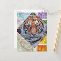 Unique Colorful Tiger Collage Postcard