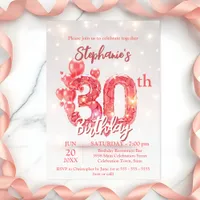 Elegant Pink Balloons 30th Birthday Celebration Invitation