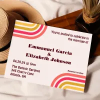 70s Style Bright Rainbow Retro Wedding Invitation