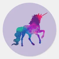 Galaxy Unicorn in Sky Colors of Blue and Purple, Z Classic Round Sticker