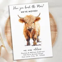 Cow We've Moved New Address Highland Calf Moving Announcement Postcard