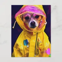 Adorable Dog in a Yellow Raincoat Postcard