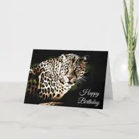 Happy Birthday Cool Leopard Blank Card