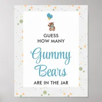 Blue Gummy Bear Guessing Game Boy Baby Shower Poster