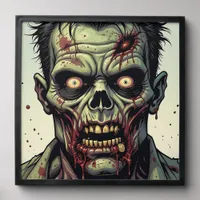 Close Up of a Pop Art Zombie Halloween Peel And Stick Photo Tile