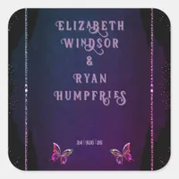 Elegant Mauve and Gold Wedding Invitations  Square Sticker