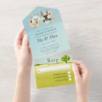 Whimsical Woodland Forest Deer Wedding All In One Invitation
