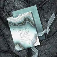 Crystal Agate Wedding Teal ID825 Save The Date