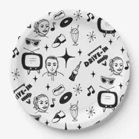 1950's Retro Graphics Nostalgic Birthday Paper Plates