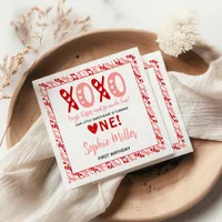 XOXO Hugs & Kisses Valentine's Day 1st Birthday Napkins