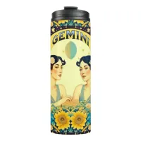 Vintage Horoscope Sign Gemini Twins Celestial Thermal Tumbler