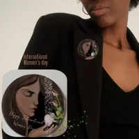 International Women's Day with Heart Button