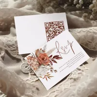 Fall Terracotta Florals QR Code Wedding RSVP 