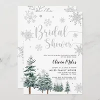 Bridal shower invitation winter silver glitter