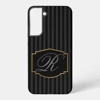 Elegant, Sophisticated Striped Monogram Samsung Galaxy S22+ Case