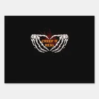 Creep It Real Skeleton Heart Hands Design Sign