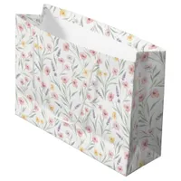 Pale Watercolor Style Flowers Pink Purple Yellow Large Gift Bag