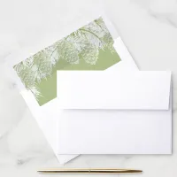 Rustic Watercolor Winter Forest Pine Cone Wedding Envelope Liner