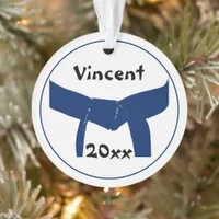 Martial Arts Dark Blue Belt Rank Ornament