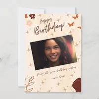 Boho Birthday Photo Card