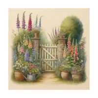 Country Garden Gate Botannical Cottagecore Wood Wall Art