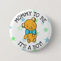 Mommy to be, It's a boy Teddy Bear Baby Shower Button