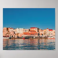 Venetian harbor in Chania at blue hour, Crete,   Poster