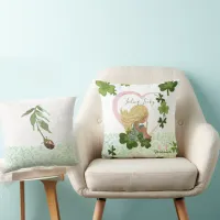 Feeling lucky  Girl Shamrock white Throw Pillow