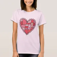 Valentine's Day Patchwork Heart Doodle Women's T-Shirt