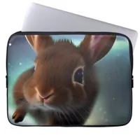 Baby Rabbit Running In Space  Laptop Sleeve