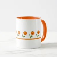 Mug - Orange Flowers on a Line