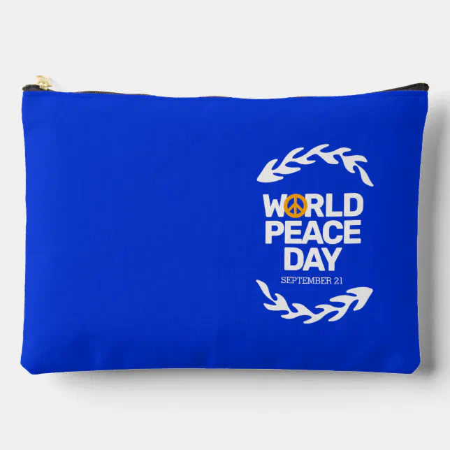 Blue Orange World Peace Day Peace Sign Accessory Pouch