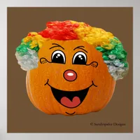 Jack o' Lantern Clown Face, Halloween Pumpkin Poster