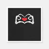 Skeleton Heart And Hands Funny  Napkins