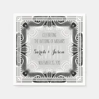 Tribal Goddess Black Silver Wedding Paper Napkins