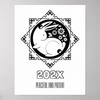 Lunar New Year Rabbit Coloring Poster