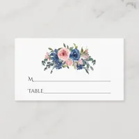 Watercolor Navy and Blush Floral Bat Mitzvah Place Card