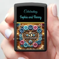 Sapphire Glow: 5th Anniversary Reflection Zippo Lighter