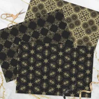 Elegant Classic Faux Gold and Black Patterns Wrapping Paper Sheets