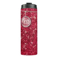 Monogram on Chain Red Glitter ID145 Thermal Tumbler