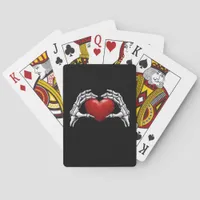 Skeleton Hands Holding A Red Heart Warm Highlight Poker Cards