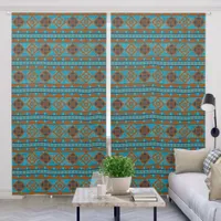 Southwest Mountain Peaks Design Turquoise 50x96in  Blackout Curtains